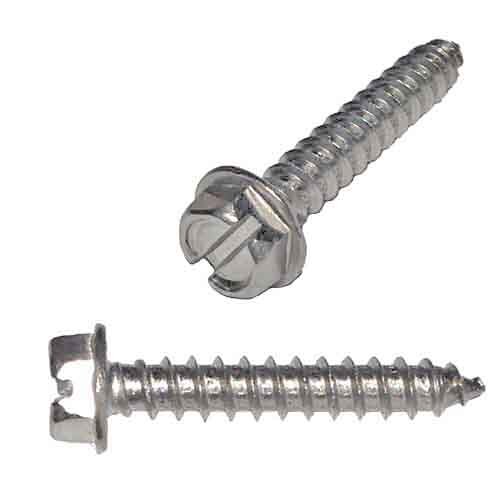 HWHSTS143S #14 X 3" Hex Washer Head, Slotted, Tapping Screw, Type A, 18-8 Stainless